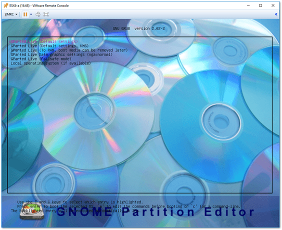 Загрузка GParted LiveCD