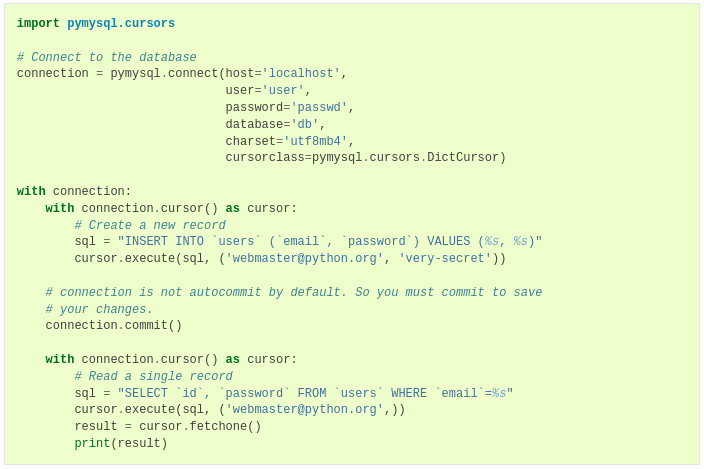 Получаем данные из MySQL таблицы на Python