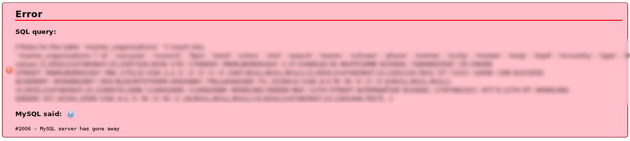 Как исправить ошибку ERROR 2006 (HY000): MySQL server has gone away