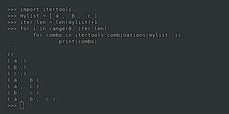 Вывести все комбинации элементов списка Python