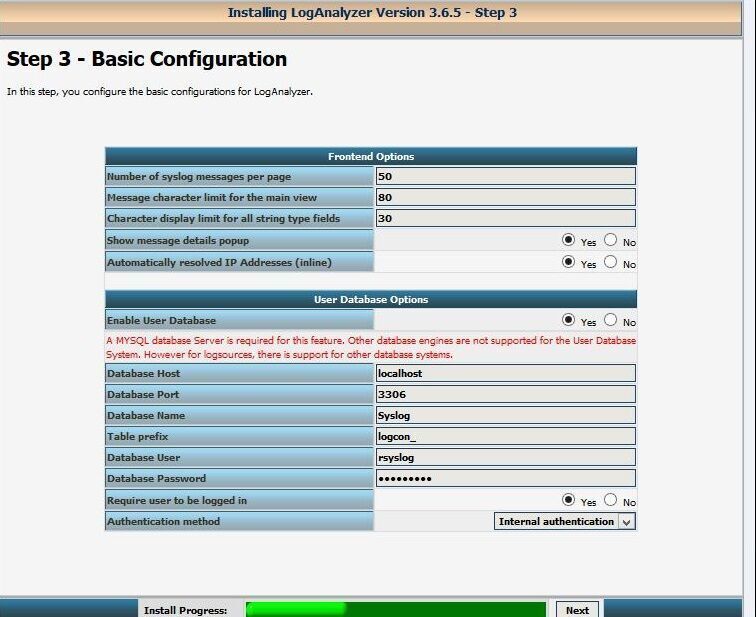 Как настроить Loganalyzer с Rsyslog и MySQL