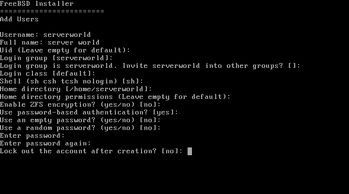 User Configuration FreeBSD Настройка учетной записи пользователя