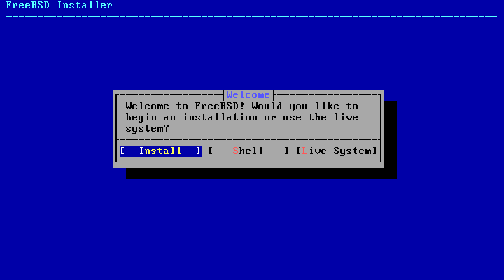 Режим Install в FreeBSD Выбор режима установки FreeBSD