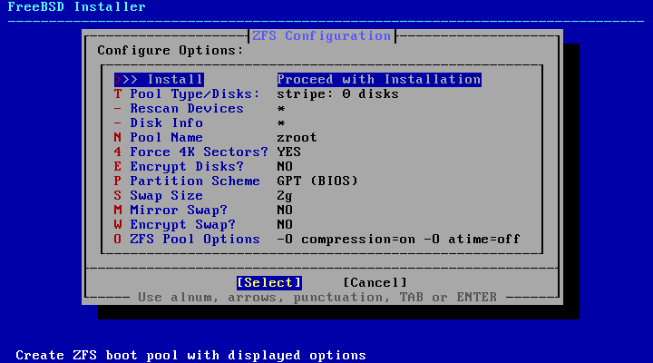 Confirm Installation FreeBSD Подтверждение настроек диска