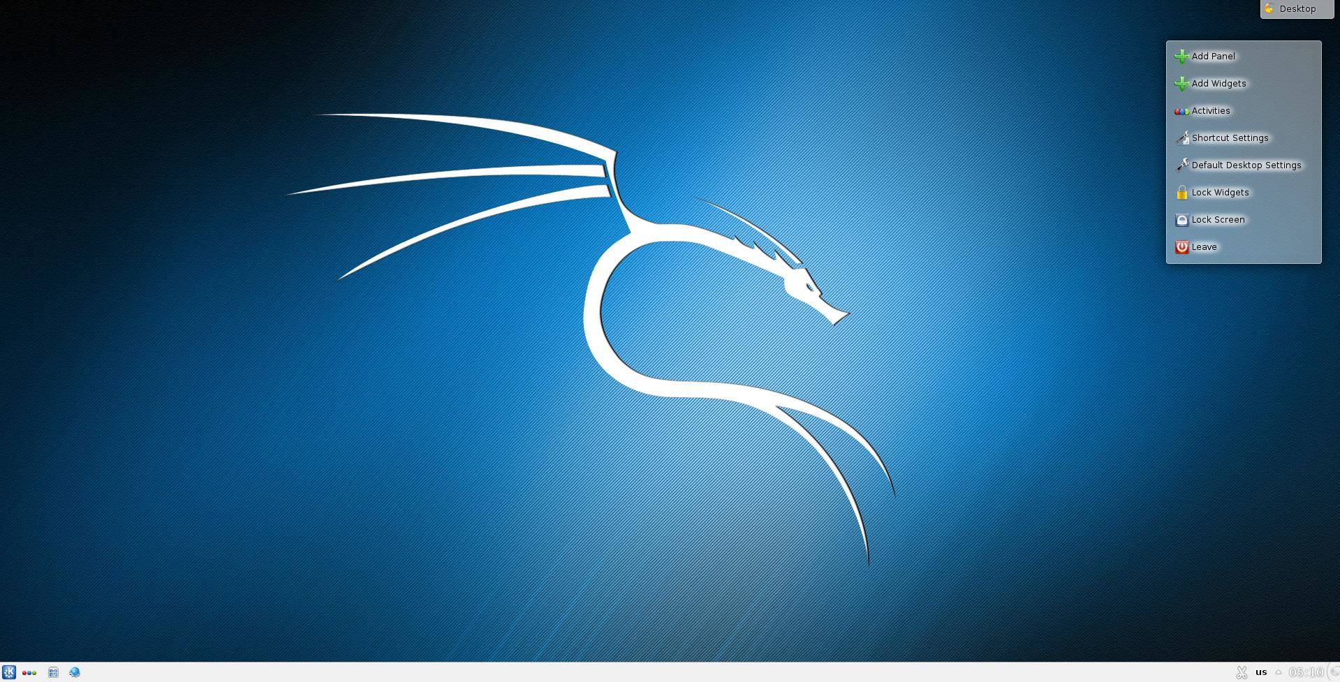 Интерфейс KDE Plasma Рабочий стол KDE Plasma в Kali Linux